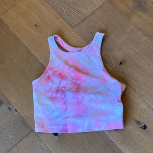 AQUA Athletic - Tie Dye Longline Sports Bra - Pink Tie Dye